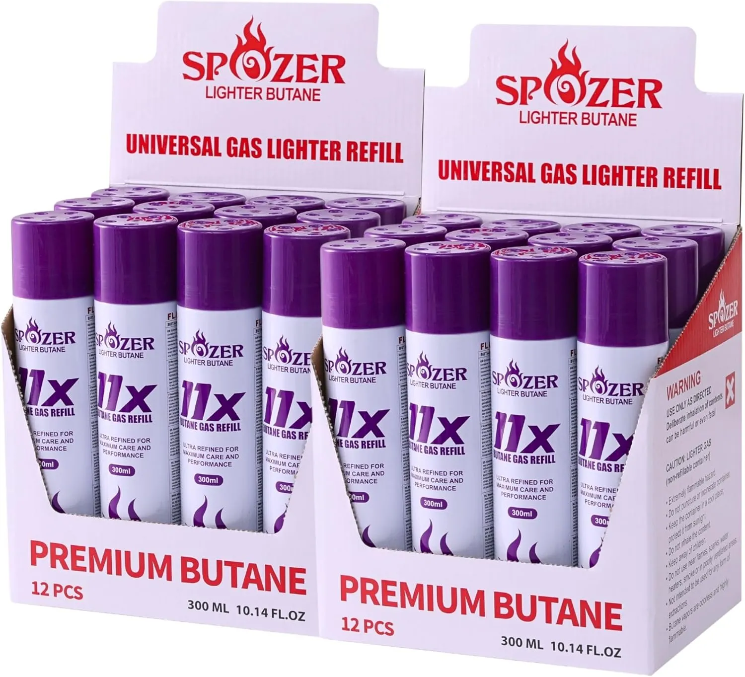 24 Cans 11X Lighter Gas Refill Butane Universal Fluid Fuel Ultra Refined 300ml 10.14 FL. Oz (2 Boxes)