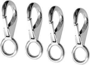 2/4Pcs Heavy Duty Stainless Steel 316 Spring Snap Hook Fixed Eye Clip Carabiner Marine Clip Dock Hardware Accessories