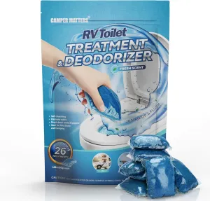 26 Packs RV Toilet Treatments, Holding Tank Deodorizers for RV/Marine Portable Camping Toilet Eliminating Odors and Breaking Down Waste Papers Fresh Scent