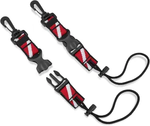 2Pack Scuba Lanyard Clip, Heavy Duty Quick Release Anti-Lost Strap with Adjustable Loop and Dive-Down Flag Webbing Band for Underwater Diving Cameras and Lights