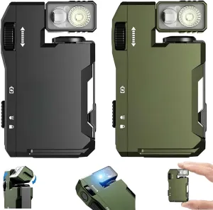 2pcs G5 Edc Flashlight - 400 Lumens Mini Rechargeable Flashlight，Equipped With Magnetic And Waterproof Functions,The 180°Rotating Flashlight Is Suitable For Outdoor,Emergency (Black & Camo Green)