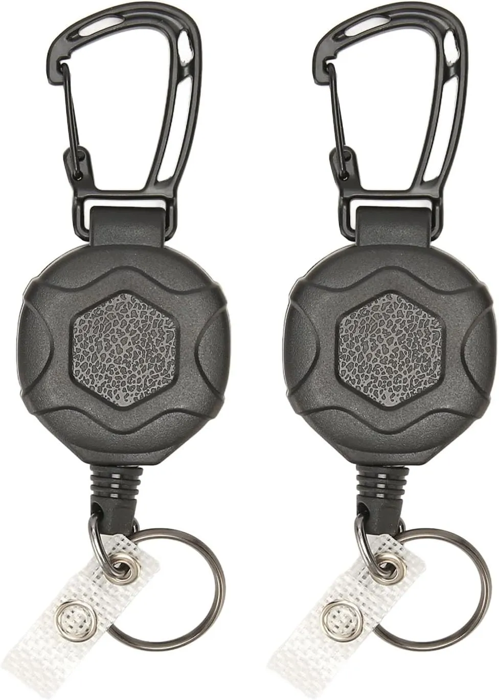 2Pcs Retractable Keychain,Heavy Duty Carabiner Badge Holder,Retractable Keychain Carabiner with Retractable Steel Wire Rope for Hanging on a Belt, Backpack-Black