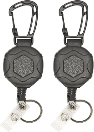 2Pcs Retractable Keychain,Heavy Duty Carabiner Badge Holder,Retractable Keychain Carabiner with Retractable Steel Wire Rope for Hanging on a Belt, Backpack-Black