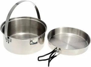 2pcs Stainless Steel Camping Cookware Mess Kit for Outdoor Camping Hiking Backpacking Cooking Set Camping Supplies