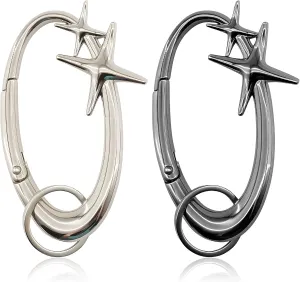 2pcs y2k Large Star Shape Carabiner Set, Cool Belt Loop Clip, Carabiner Keychain for Keys, Car Keys, Bags and Outdoor Gear (4 Inch)