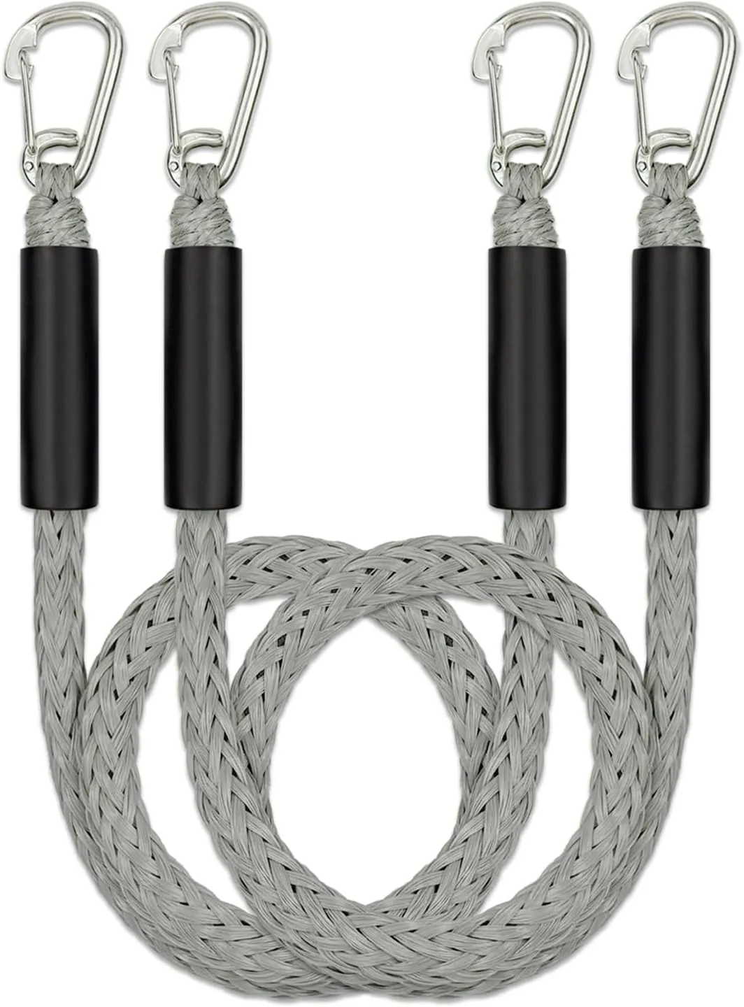 3 Feet Bungee Dock Lines with 2 Clips Heavy Duty 316 Stainless Steel Clips Boat Ropes Mooring Rope & Dock Ties for for Boats PWC or Jet Ski 2PCS (Grey, 3 Feet)