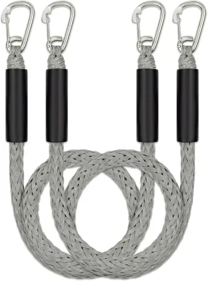 3 Feet Bungee Dock Lines with 2 Clips Heavy Duty 316 Stainless Steel Clips Boat Ropes Mooring Rope & Dock Ties for for Boats PWC or Jet Ski 2PCS (Grey, 3 Feet)