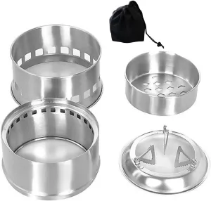 3 In 1 Mini Stainless Steel Liquid Stove with Rack Support Stand for Ourdoor Camping Backpacking Picnic Hiking Parts B