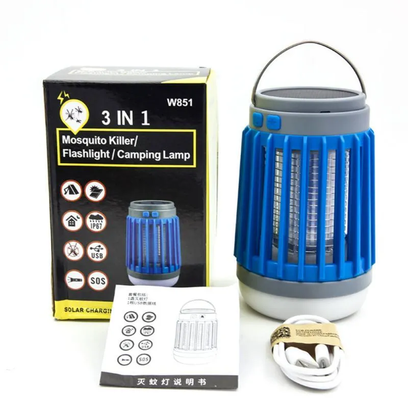 3 in 1 Solar USB Rechargeable Mosquito Killer Flashlight Lamp Outdoor Camping Courtyard Home Use