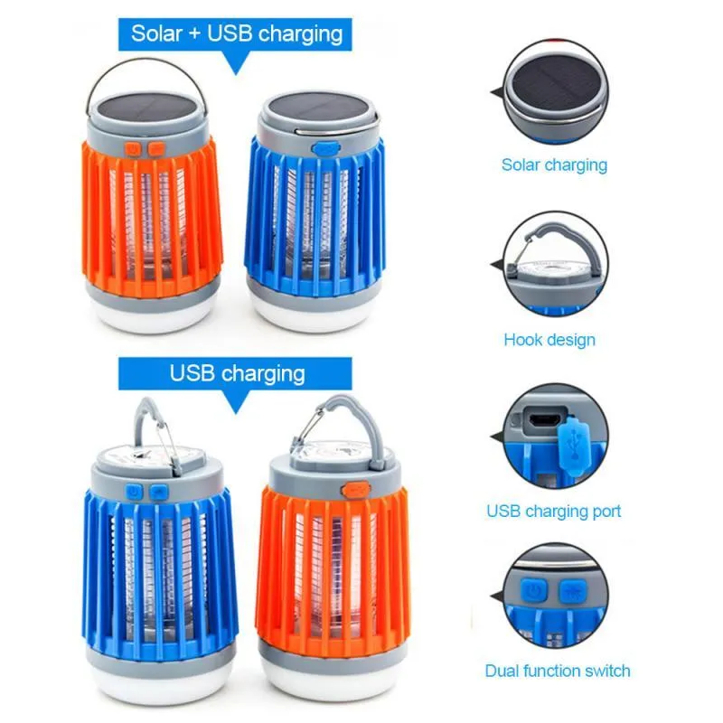 3 in 1 Solar USB Rechargeable Mosquito Killer Flashlight Lamp Outdoor Camping Courtyard Home Use