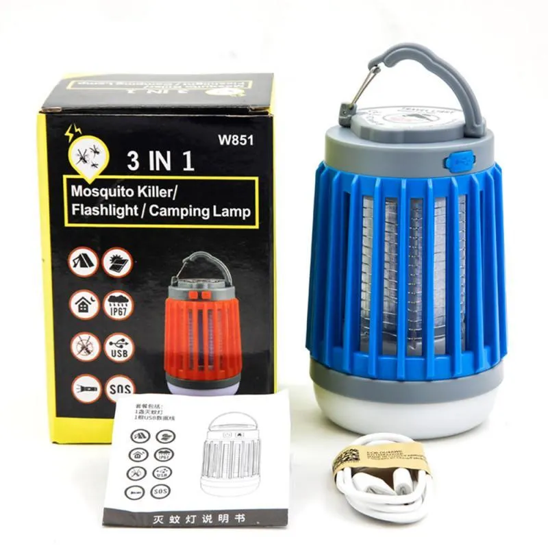 3 in 1 Solar USB Rechargeable Mosquito Killer Flashlight Lamp Outdoor Camping Courtyard Home Use