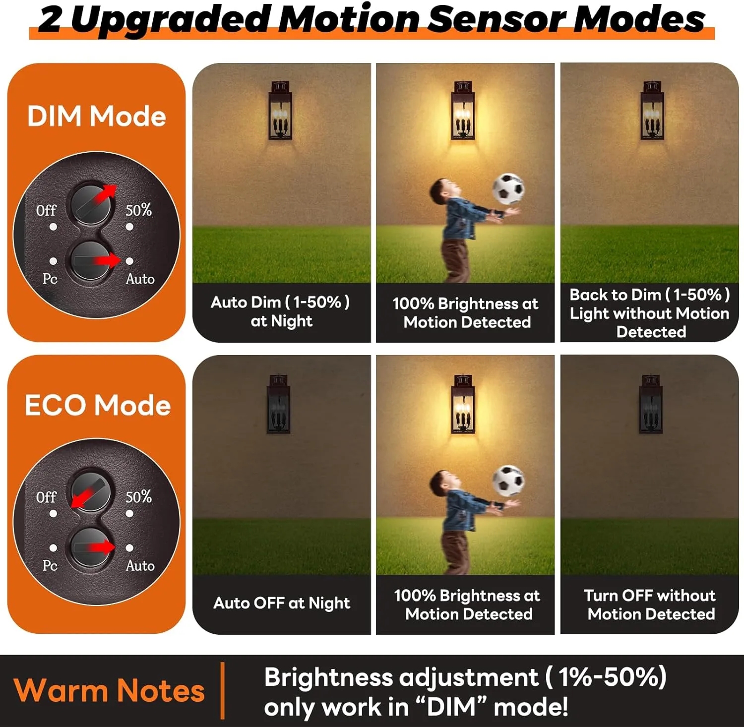 3-Light Motion Sensor Outdoor Wall Light, Waterproof Exterior Wall Sconce Light Fixture with Water-Rippled Glass, Dusk to Dawn Brown Outside Wall Lantern for House, Porch, Patio,Bulbs Not Included