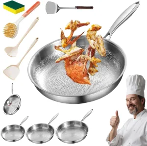 3 Sizes Siraatskitchen Titanium Hammered Pan Pro with Lid, 2025 Ultra-Durable Taking over Kitchens Titanium Nutri-Pan 2.0, Multifunctional Non-Stick Frying Pans for Cooking (10.23in)