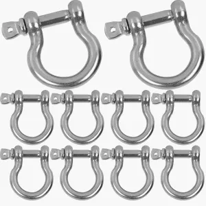 304 Stainless Steel D Ring Shackle 5/16”, 14Pcs M8 Screw Pin Anchor Shackle, Heavy Duty Bow Shape Load Clamp for Survival Rope Paracord Camping Bracelet Camping Lifting Chains, 8MM