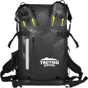 30L Heavy-Duty 100% Waterproof Backpack - Equipment Pocket, Carabiner - Roll Top Floating Dry Bags (Jet Black)