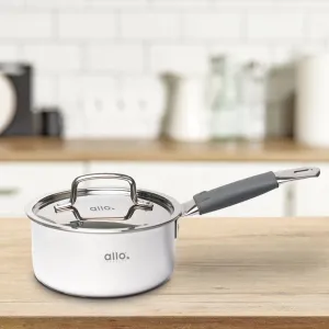 3.3L Allo CookSafe TriPly Sauce pan | Stainless Steel | With Stainless Steel Lid | Induction Friendly | 20 cm