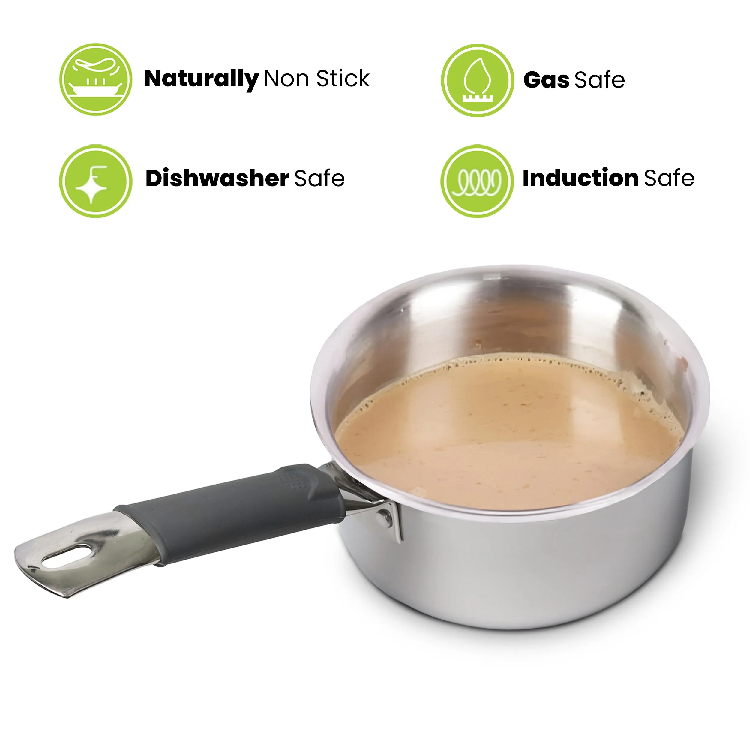 3.3L Allo CookSafe TriPly Sauce pan | Stainless Steel | With Stainless Steel Lid | Induction Friendly | 20 cm