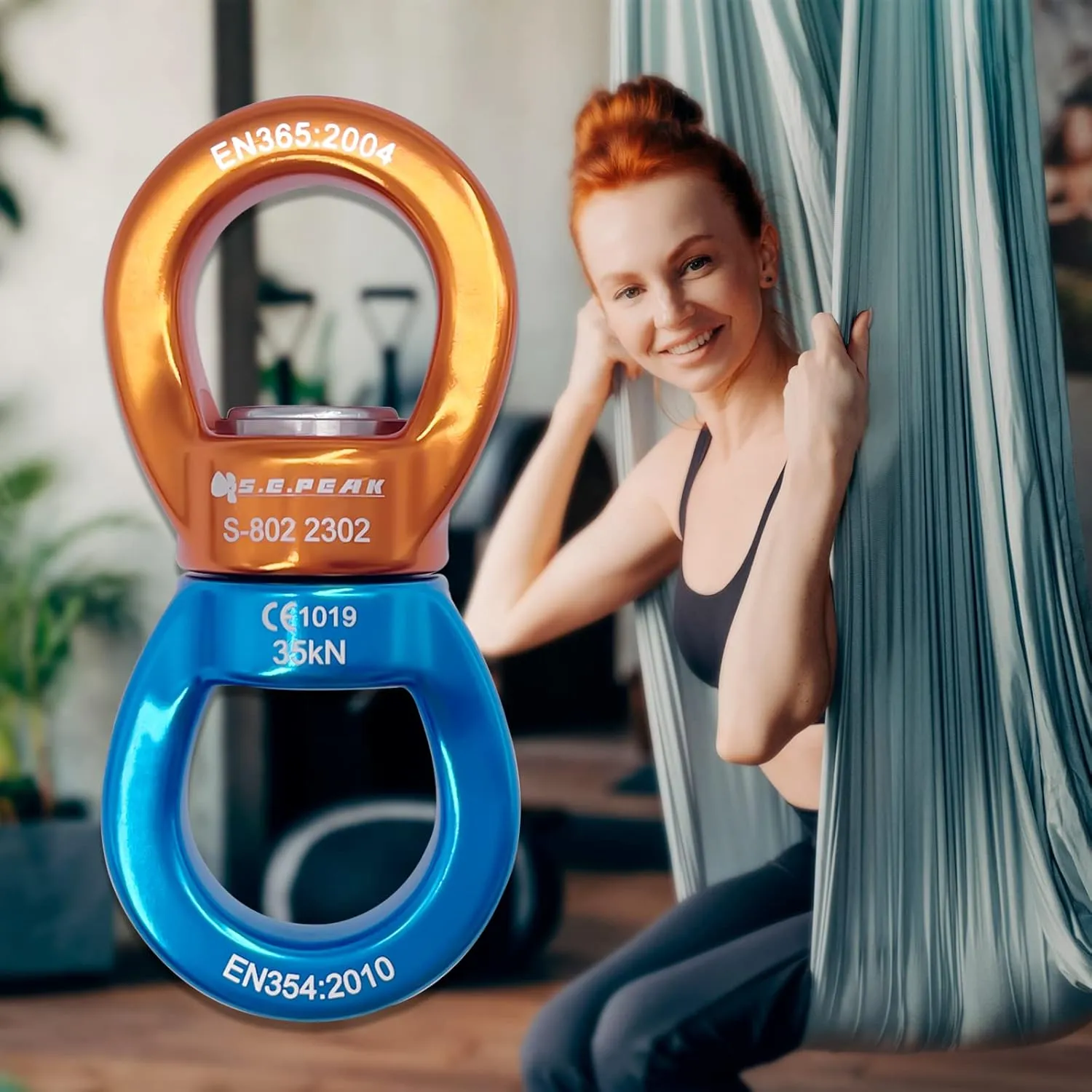 35kN Swing Swivel, CE Certified Safe Swivel Hook, 360°Rotational Device, Silent Hanging Accessory for Tree Swing, Aerial Dance, Swing Spinner Hanger, Rock Climbing, Hanging Hammock,Carabiner