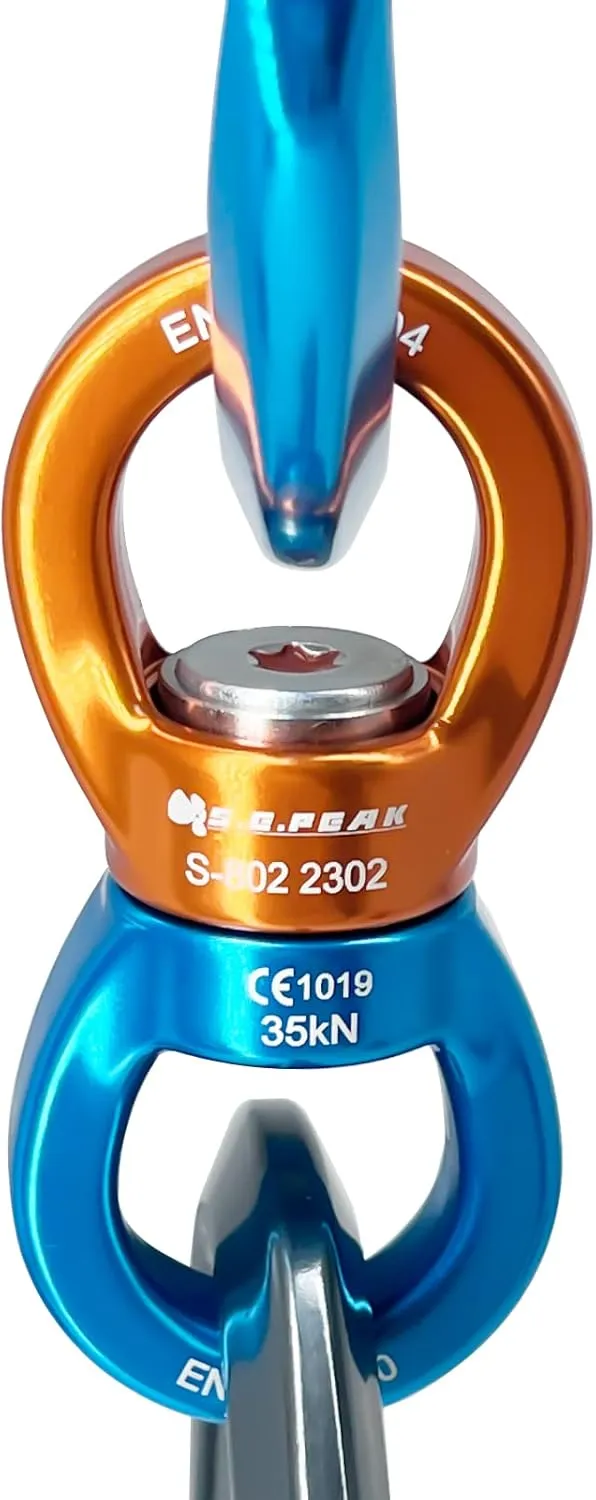 35kN Swing Swivel, CE Certified Safe Swivel Hook, 360°Rotational Device, Silent Hanging Accessory for Tree Swing, Aerial Dance, Swing Spinner Hanger, Rock Climbing, Hanging Hammock,Carabiner