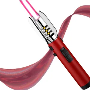 360 Outdoor Windproof Turbine Torch Lighter, Lightsaber Windproof Torch Lighter, Refillable Straight Flame Bright Fire Lighters with Safety Lock for Camping Campfires Kitchen(Red)