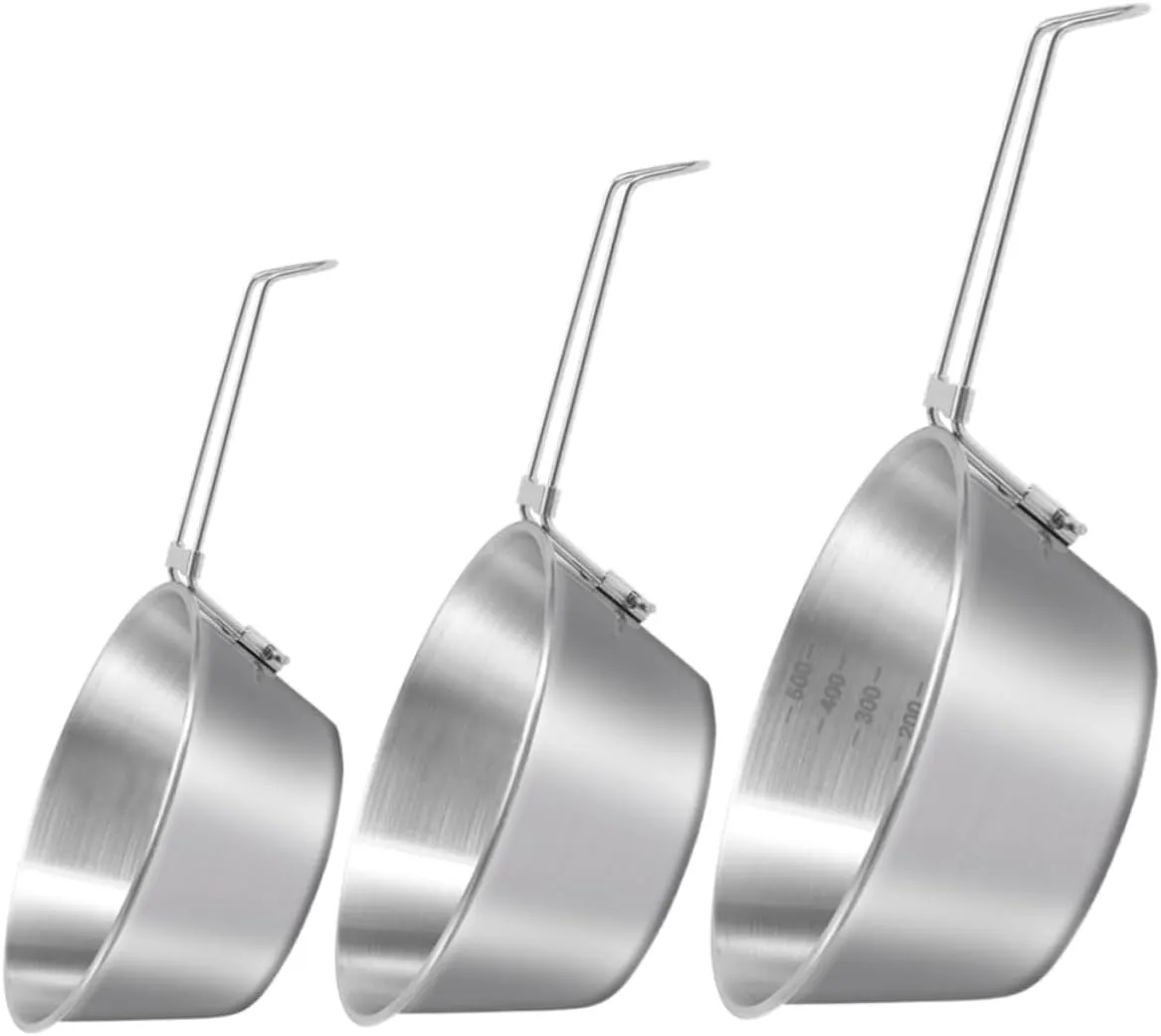 3Pcs Stainless Steel Camping Bowls with Foldable Handle Portable Tableware for Outdoor Dining Durable and Easy to Clean for Hot Meals Soup and Water