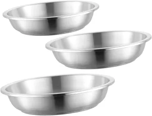 3pcs Stainless Steel Round Plates Dinner and Snack Dishes for Camping Picnics Home Use Lightweight Sturdy Easy to Stack Metal Plates Resistant