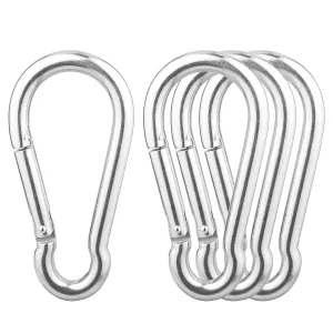 4 Pack 304 Stainless Steel Carabiner Clip, 5.5 inch Heavy Duty Spring Snap Hook, Carabiner Clips for Outdoor Camping, Swing Set, Hammock, Hiking, Travel, Fishing, Weight Lifting Machine
