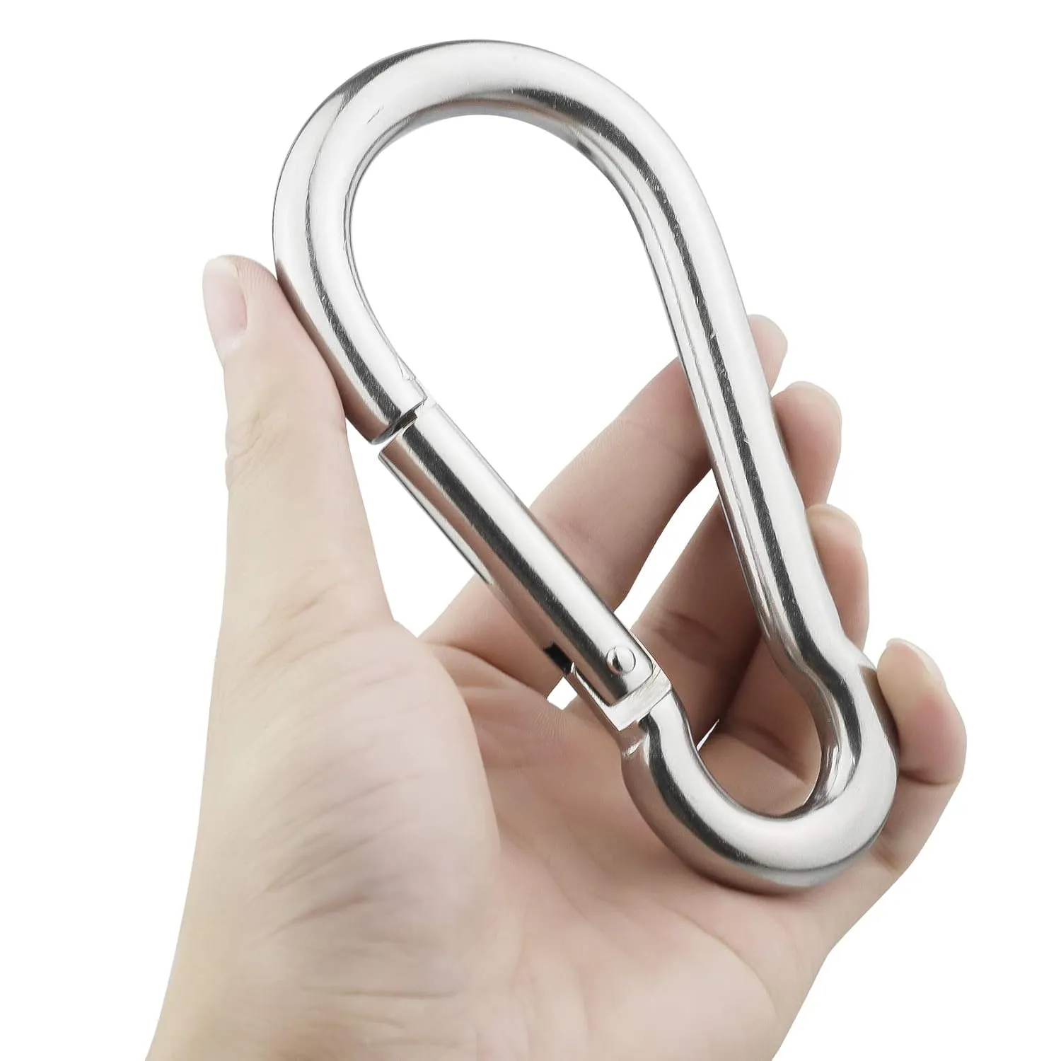 4 Pack 304 Stainless Steel Carabiner Clip, 5.5 inch Heavy Duty Spring Snap Hook, Carabiner Clips for Outdoor Camping, Swing Set, Hammock, Hiking, Travel, Fishing, Weight Lifting Machine