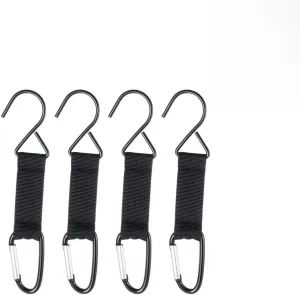 4-Piece Carabiner Hook Set for Fences, Nylon Buckles for Outdoor Gear, Metal Hangers for Baseball, Softball, Tennis, Camping & Hiking