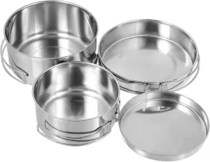4Pcs Stainless Steel Camping Cookware Set Outdoor Cooking Pot Pan Hiking Picnics and More Easy to Clean Non Stick Durable Design