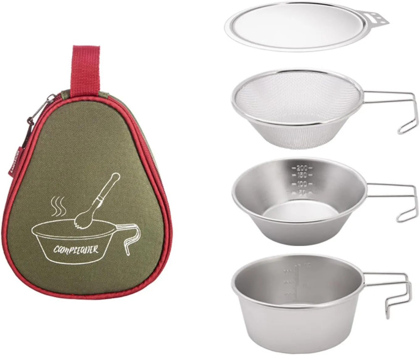 4Pcs Stainless Steel Tableware 300ml/450ml Camping Cup Bowl Cookware Set with Long Handle for Outdoor Backpacking Hiking Camping Utensils Set