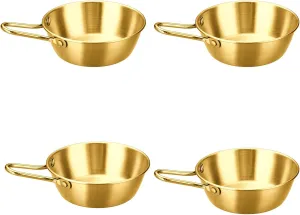 4Pcs Stainless Steels Camping Cup Cutlery Handle Bowl Set Small Cookware Set with Handle for Outdoor Backpacking Hikings