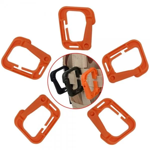 5pcs Outdoor High-Strength Nylon Carabiner for Molle Backpack Orange