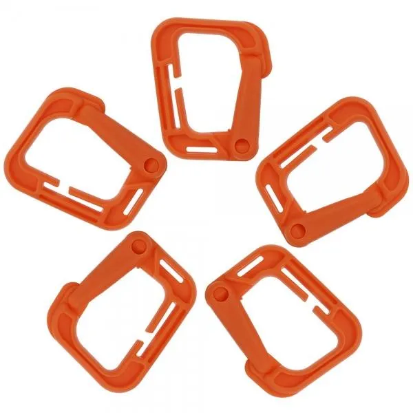 5pcs Outdoor High-Strength Nylon Carabiner for Molle Backpack Orange