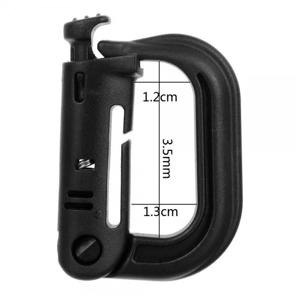 5pcs Outdoor High-Strength Nylon Tactical Carabiner with Lock for 25mm Webbing Black