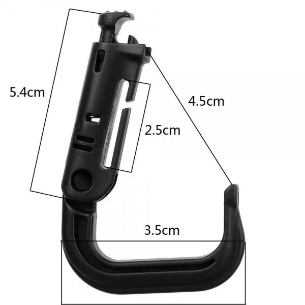 5pcs Outdoor High-Strength Nylon Tactical Carabiner with Lock for 25mm Webbing Black