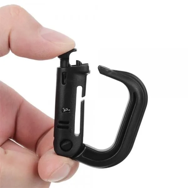 5pcs Outdoor High-Strength Nylon Tactical Carabiner with Lock for 25mm Webbing Black