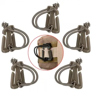 5pcs Outdoor Nylon Winder Fixing Buckle with Elastic Rope Khaki