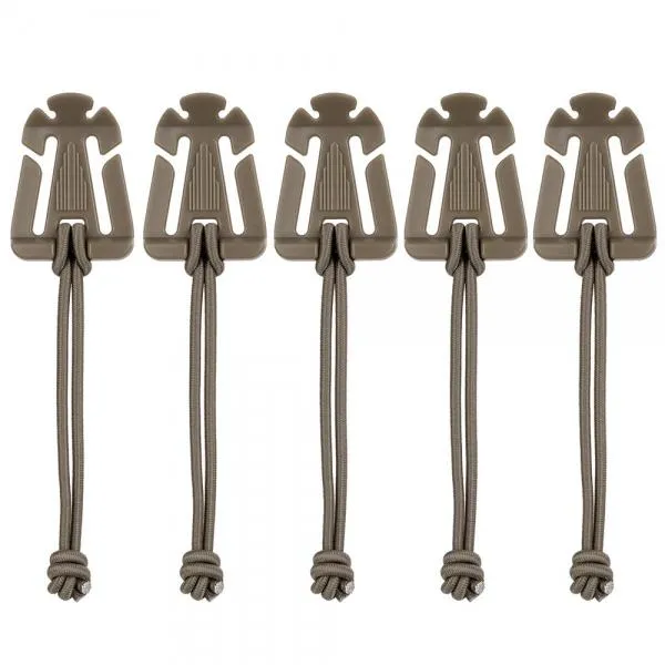 5pcs Outdoor Nylon Winder Fixing Buckle with Elastic Rope Khaki