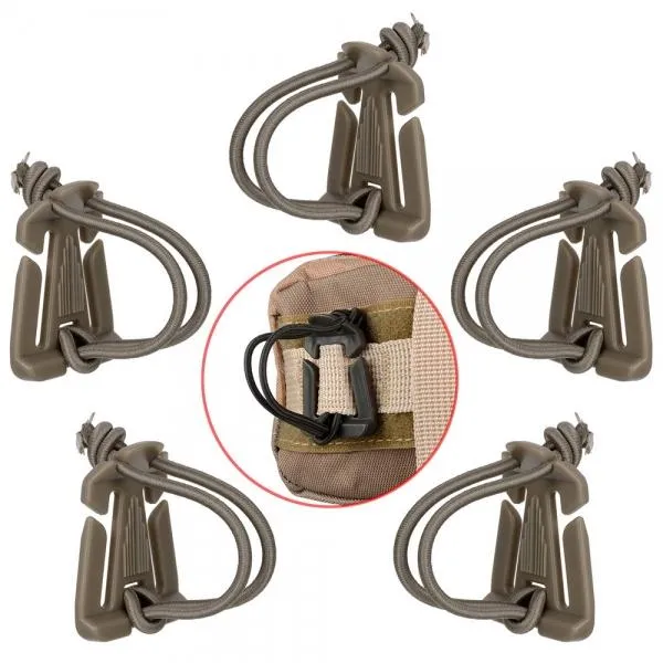 5pcs Outdoor Nylon Winder Fixing Buckle with Elastic Rope Khaki