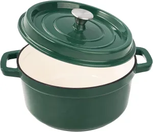 6.5 Quart Enameled Cast Iron Dutch Oven Pot with Lid, Dual Handle for Bread Baking, Pre-Seasoned Cookware, Heavy-Duty, Oven Safe up to 500° F, Non-stick & Applicable All Cookings,Green