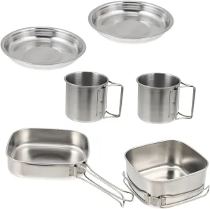 6pc Stainless Steel Picnic Cooking Utensils Compact Camping Cookware Set