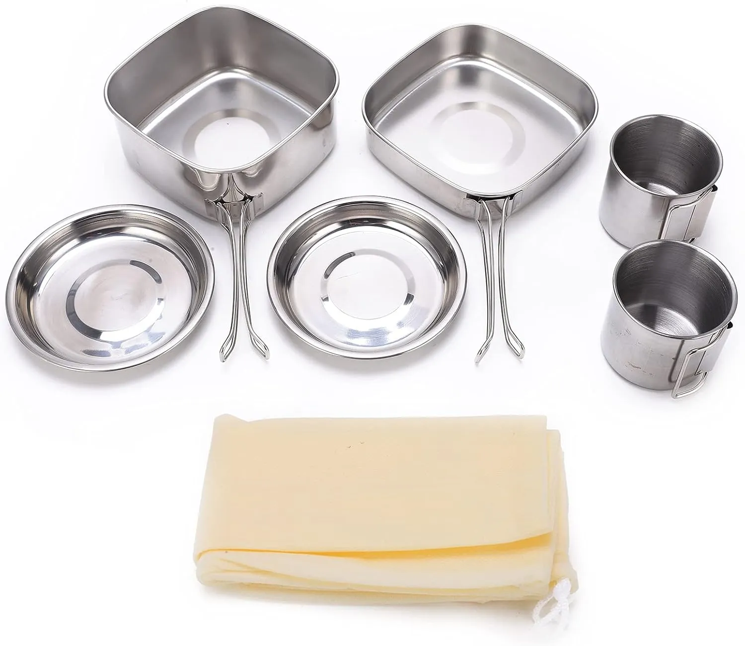 6Pcs Camping Cookware Stainless Steel Portable Durable Anti Corrosion Camp Cooking Set