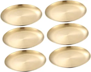 6Pcs Stainless Steel Plates Smooth Edges Reusable Dinnerware for Adults for Camping Parties and Outdoor Dining Dishwasher Safe