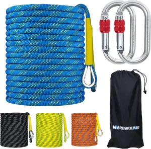 8MM Climbing Rope, 32ft/65ft/98ft/165ft/246ft High Strength Outdoor Safety Static Rock Climbing Rope, Escape Rope, Rappelling Rope, Fire Rescue Parachute Rope