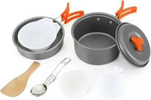 9 Pieces Camping Cookware Set,1-2 Person Cooking Picnic Bowl Pot Frying Pan Kit, Backpacking Gear & Hiking Trekking Outdoors Cooking Equipment Cookset