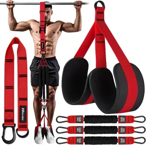 Adjustable Heavy Duty Resistance Bands for Pull Up Assistance - 3 Bands, Comfortable Fabric Feet/Knee Rest, Home Fitness, Body Stretching, Chin Up