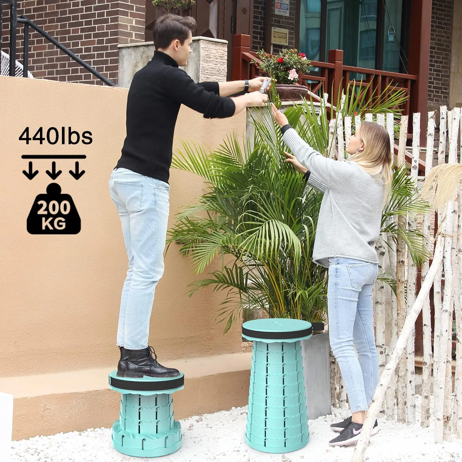 ALEVMOOM Portable Telescoping Stool Collapsible Stool with Cushion & Bag, Retractable Folding Stool for Adults Foldable Seat Sturdy Capacity 440 lbs for Camping Fishing Hiking BBQ