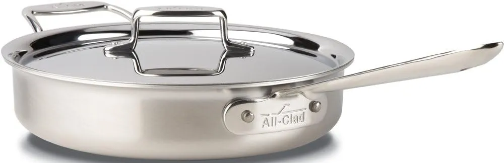All-Clad BD55403 D5 Brushed Stainless Steel 5-ply Bonded Cookware, Saute Pan with lid, 3 quart, Silver