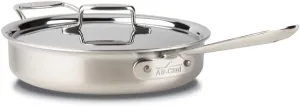 All-Clad BD55403 D5 Brushed Stainless Steel 5-ply Bonded Cookware, Saute Pan with lid, 3 quart, Silver